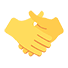 A yellow handshake icon on a white background.