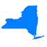A blue map of new york.